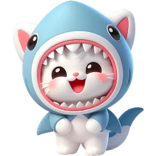 😁 chat, requin, chaton, animal, dessin animé, mignon telegram sticker