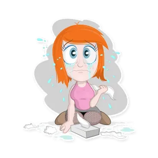 😢 llorando, triste, mujer, dibujos animados, pañuelo, lágrimas telegram sticker