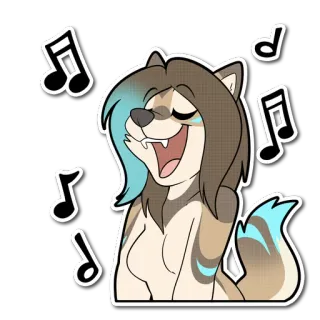 🎶 Furry, Lobo, Música, Canto, Desenho animado, Animal telegram sticker