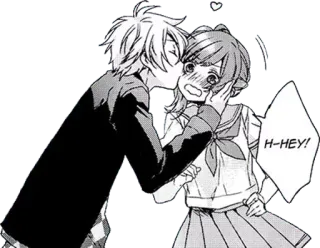 😚 H-HEY! Anime, Manga, Bacio, Coppia, Amore, Affetto, Uniforme scolastica telegram sticker