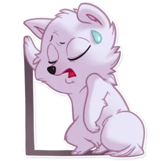 😓 zmęczony, wyczerpany, pies, szczeniak, kreskówka, smutny, śpiący telegram sticker