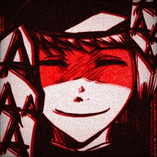 🌟 arte, ilustração, retrato, rosto, arte digital, sorriso, vermelho e preto telegram sticker