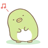 🎼 可爱, 企鹅, 动物, 卡哇伊, 绿色, 卡通, 角色, 贴纸 telegram sticker