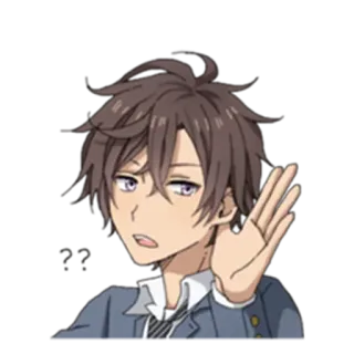 😗 anime, sticker, man, hand gesture, gray hair telegram sticker