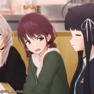 ๐ anime girls, conversation, talking, discussion, expressions, reaction, dialogue, animated whatsapp sticker