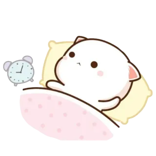 😕 cat, sleep, alarm clock, cute, bed whatsapp sticker