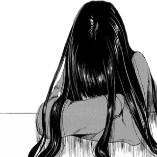 😞 Anime, Manga, Mädchen, Traurig, Weinend, Haare, Dunkle Haare telegram sticker