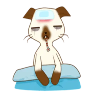 🤒 malato, cane, termometro, cartone animato, malato, animale whatsapp sticker