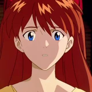😨 Asuka Langley Soryu Neon Genesis Evangelion anime, character, redhead, girl, expression, sad, eva telegram sticker