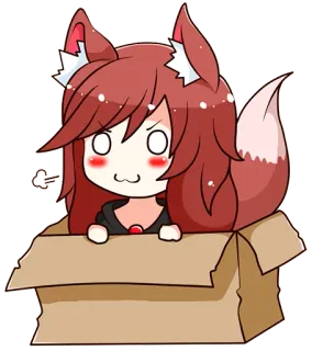 😏 애니메이션, 만화, 스티커, 여우 소녀, 귀여운, 퍼리, 상자 telegram sticker