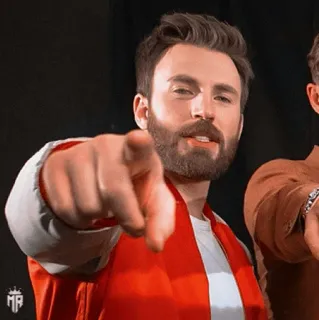 🇺🇸 Chris Evans 크리스 에반스, 배우, 유명인, 남자, 초상화, 가리키는 telegram sticker