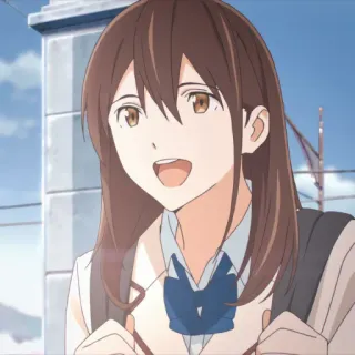 🎭 Anime Mädchen, Schuluniform, lächelnd, braune Haare telegram sticker
