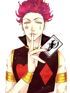 😌 Hisoka Hunter x Hunter JOKER Hisoka, Hunter x Hunter, anime, playing card, Joker, fictional character telegram sticker