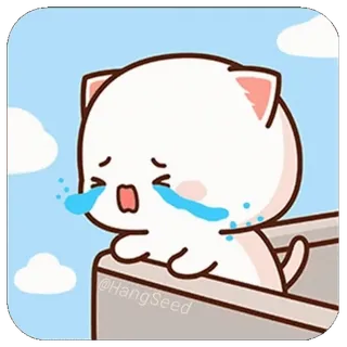 😭 @HangSeed 猫, 哭, 难过, 卡通 whatsapp sticker