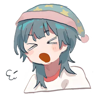 😴 menguap, mengantuk, lelah, kartun, anime, pakaian tidur whatsapp sticker