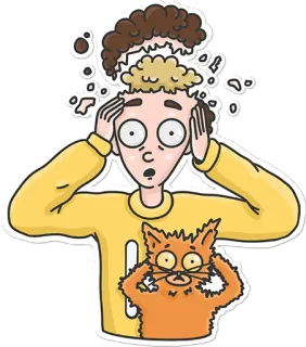 🤯 cartone animato, gatto, preoccupato, confuso, sorpreso, animale domestico telegram sticker
