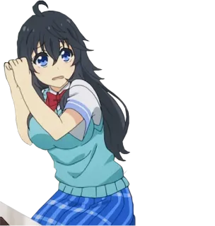 😧 Anime, Garota, Uniforme escolar, Bonito(a), Personagem telegram sticker