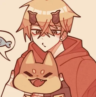 🍡 Anime, Słodkie, Kreskówka, Postać, Chłopak, Demon, Zwierzę, Kawaii telegram sticker