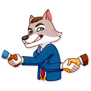 🤝 loup, accord, affaire, homme d'affaires, poignée de main telegram sticker