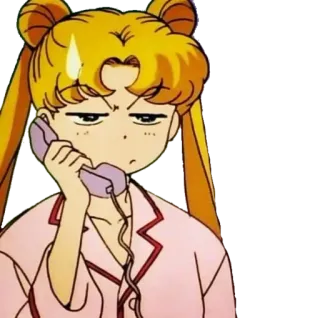 😥 Sailor Moon อนิเมะ, การ์ตูน, เซเลอร์มูน, โทรศัพท์, รำคาญ telegram sticker