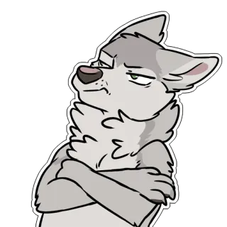 😠 wolf, furry, dier, cartoon, zelfgenoegzaam telegram sticker