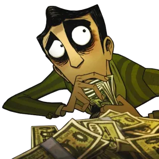 💵 Geld, Gier, Reichtum, Cartoon, Figur telegram sticker