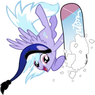 ❄ Pony, Snowboard, Cartoon, Winter, Schnee, Flügel telegram sticker