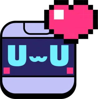 ❤️ UwU fofo, uwu, emote, kawaii, pixel art, coração, rosto telegram sticker
