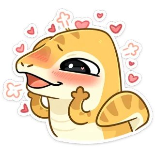 🥰 lucertola, carino, animale, cuori, cartone animato, kawaii whatsapp sticker
