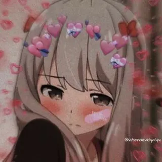 👙 @vitoriaevelynson Anime, Fille, Coeurs, Kawaii, Rougir, Mignon whatsapp sticker
