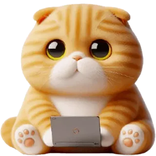 🤓 mèo, mèo con, máy tính xách tay, dễ thương, động vật, mèo nhà telegram sticker