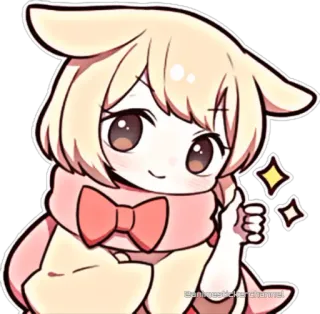 👍 Anime, Kawaii, Süß, Aufkleber, Daumen hoch, Cartoon telegram sticker