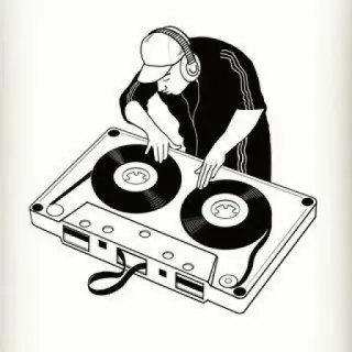 🎵 DJ, musique, cassette, casque, platine, scratch telegram sticker