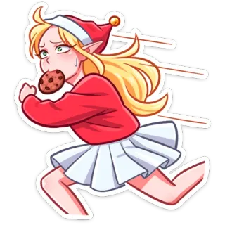 🏃‍♂️ elf, koekje, rennen, kerst, cartoon telegram sticker