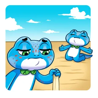 😞 lucertola, deserto, cartone animato, blu, triste whatsapp sticker