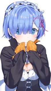 😶 Rem Аниме, Милый, Каваий, Горничная, Re:Zero, Синие волосы whatsapp sticker