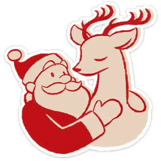 🎅 Santa Claus 圣诞老人, 驯鹿, 圣诞节, 节日, 喜庆, 冬天, 拥抱 telegram sticker