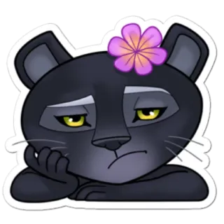 😕 binatang, panther, sedih, kartun, bunga telegram sticker