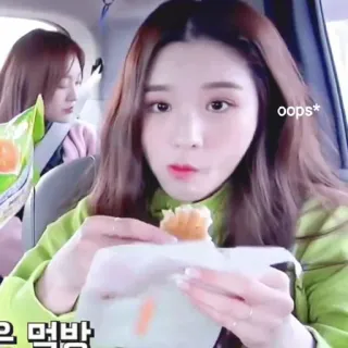 😋 oops* 吃, 韩式, 女人, 零食, 哎呀, 食物 whatsapp sticker
