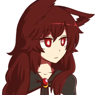 😑 애니메이션 소녀, 고양이 귀, 빨간 머리, 만화, 캐릭터, 판타지 telegram sticker
