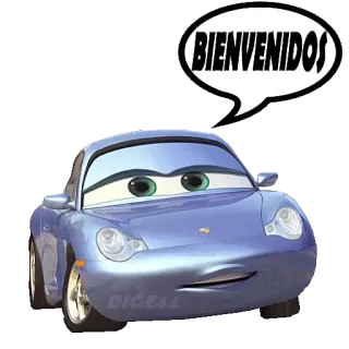 👆 Sally Carrera Cars BIENVENIDOS carro, saudação, bem-vindo, desenho animado, animado, sally, pixar telegram sticker