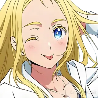 😜 аниме, девушка, блондинка, подмигивание, милая telegram sticker