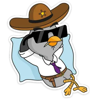 😎 uccello, sceriffo, cartone animato, animale, occhiali da sole, rilassato telegram sticker