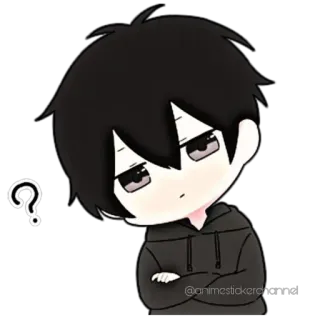 🤨 anime, question, cartoon, sad, boy telegram sticker