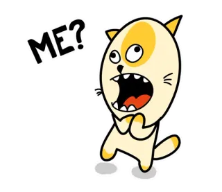 🙈 ME? 고양이, 만화, 질문, 표정, 스티커, 귀여운 telegram sticker