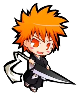 😆 Ichigo Kurosaki Bleach Аниме, Меч, Чиби, Ичиго, Блич telegram sticker