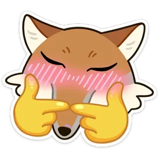 😊 renard, animal, dessin animé, mème, mignon, timide, doigts whatsapp sticker