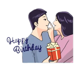 🎁 Happy Birthday feliz aniversário, casal, presente, celebração telegram sticker