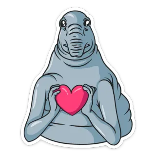 ❤ seal, heart, love, cute, cartoon, animal telegram sticker