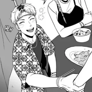 ✉️ HEH manhwa, black and white, happy, smiling, speech bubble telegram sticker